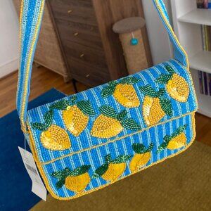 🍋🍋 ANTHROPOLOGIE - Rare Fiona Beaded Shoulder Bag, Lemons!